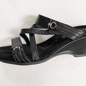 Mephisto Air Relax Black Wedge Sandals Size 38